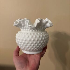 Vintage Hobnail Milk Glass vase